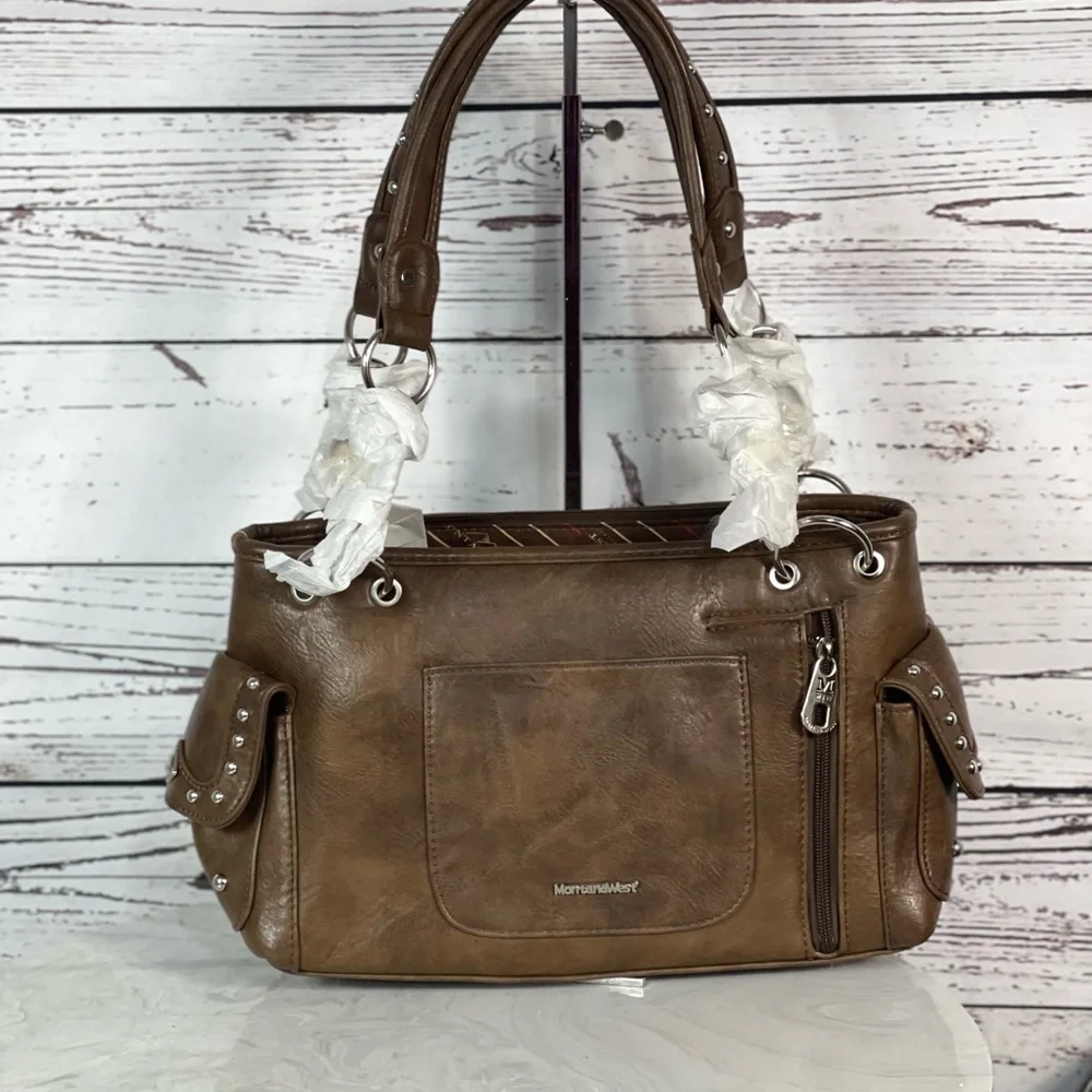 Montana West Cut-Out Collection Concealed Carry Carry Satchel + Wallet - Picture 6 of 10